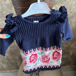 Gap Baby Girl 0-3 M Blue Fair Isle Winter Sweater Dress